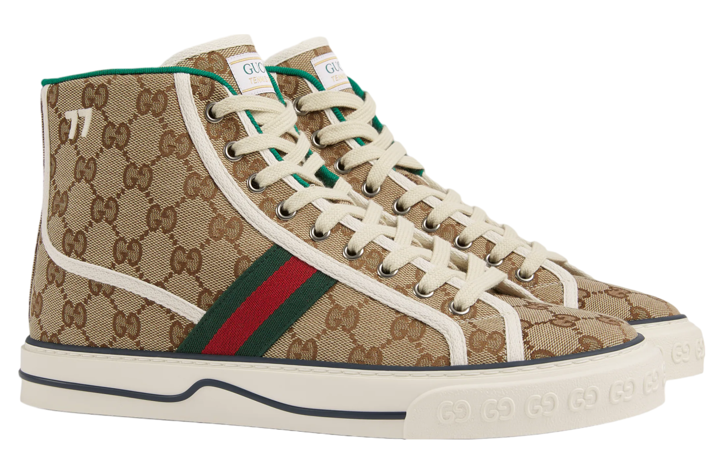 Gucci Tennis 1977 High Top Beige / Ebony Gg Canvas