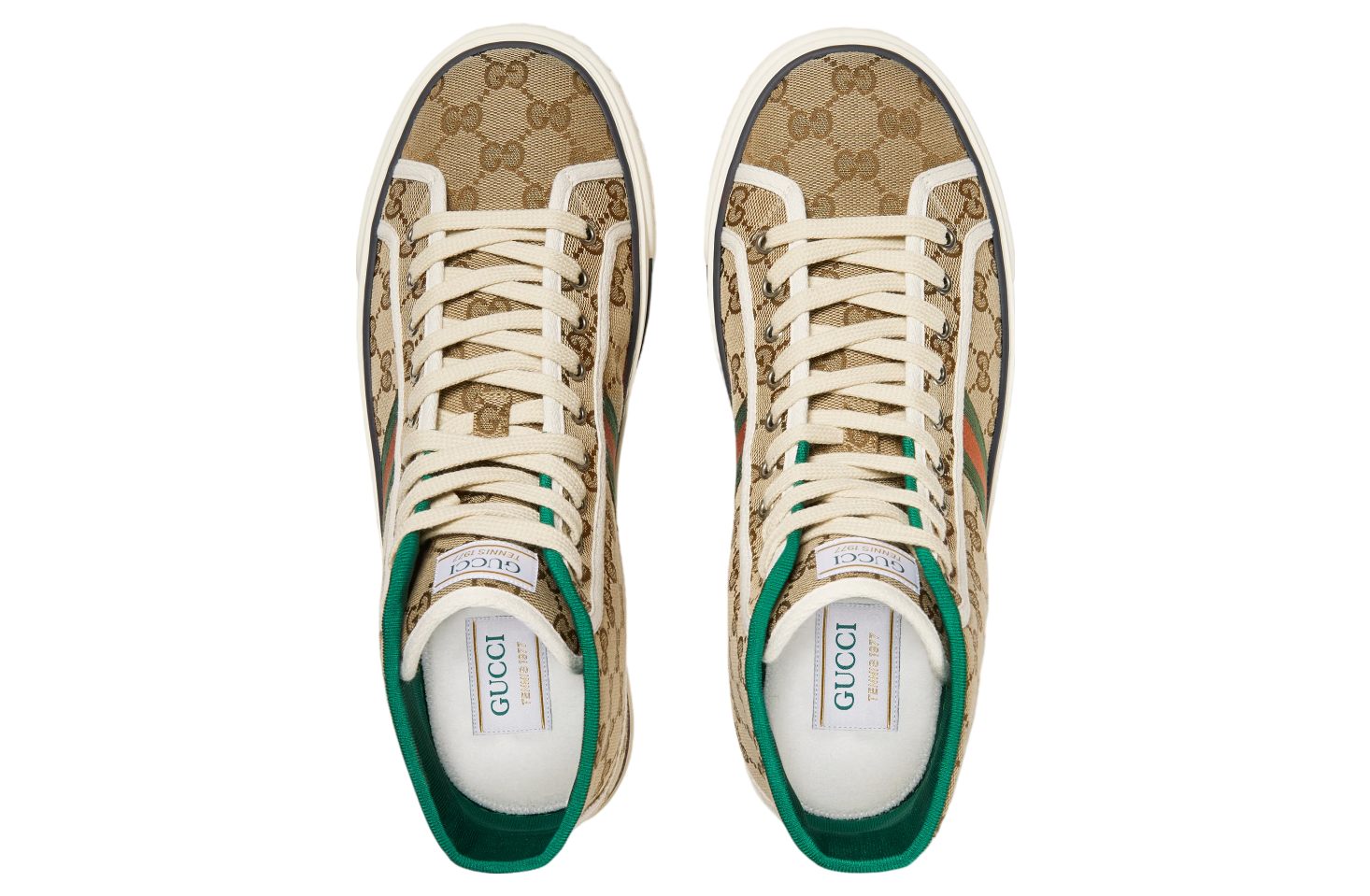 Gucci Tennis 1977 High Top Beige / Ebony Gg Canvas