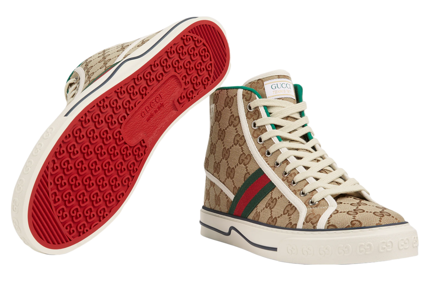 Gucci Tennis 1977 High Top Beige / Ebony Gg Canvas