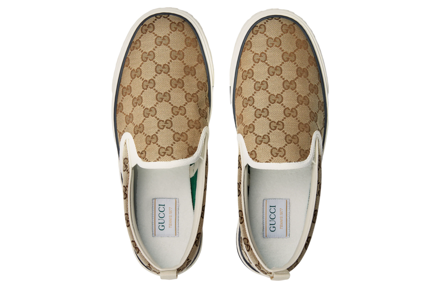 Gucci Tennis 1977 Slip-on Beige / Ebony Gg Canvas