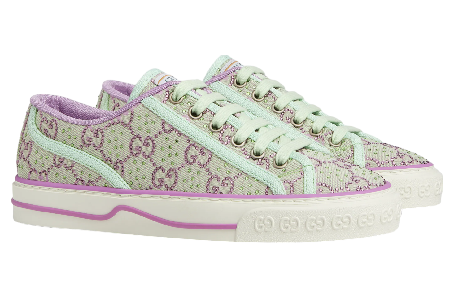 Gucci Tennis 1977 WMNS Pale Green / Lilac Gg Crystal Canvas