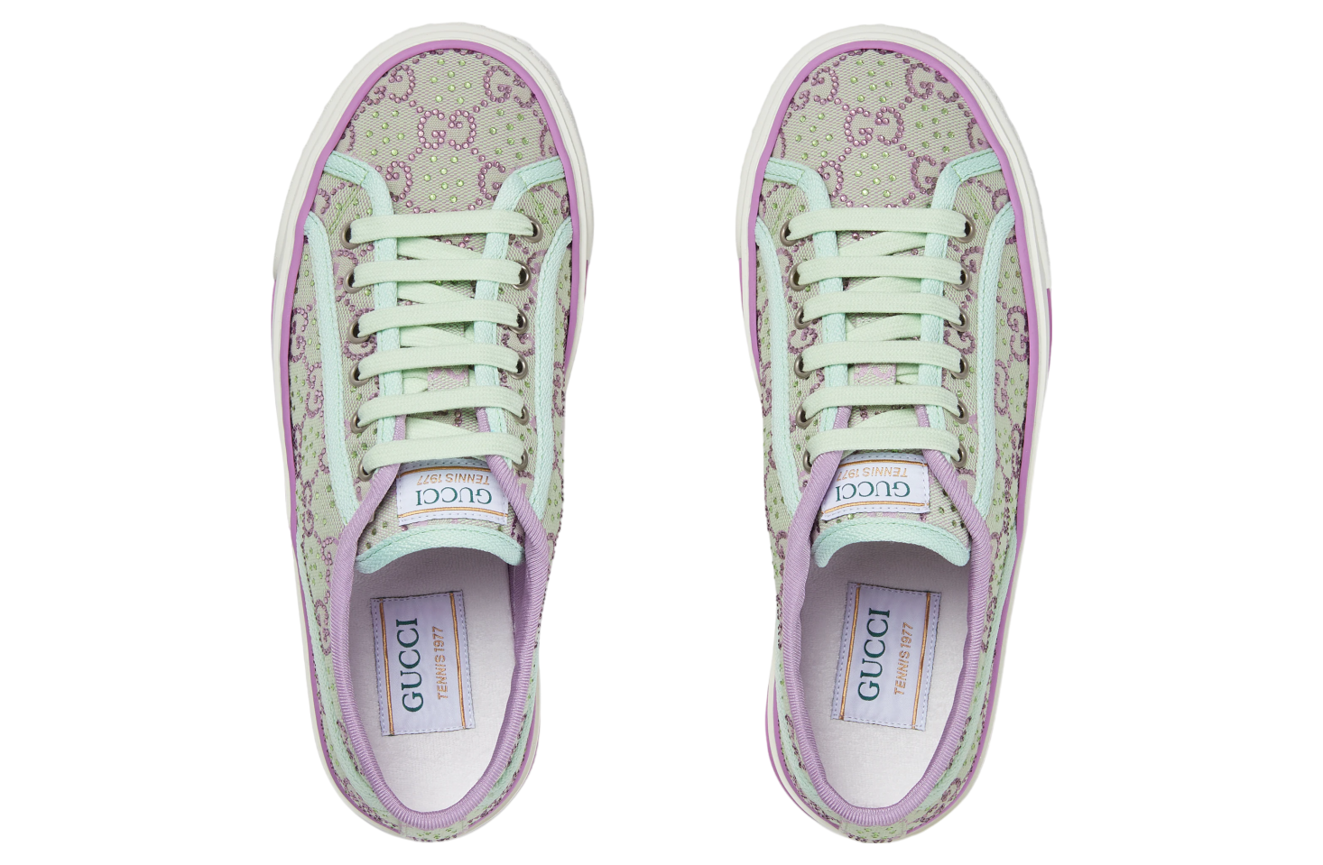 Gucci Tennis 1977 WMNS Pale Green Lilac Gg Crystal Canvas Jun 2024 782359FABZZ8641 KicksOnFire