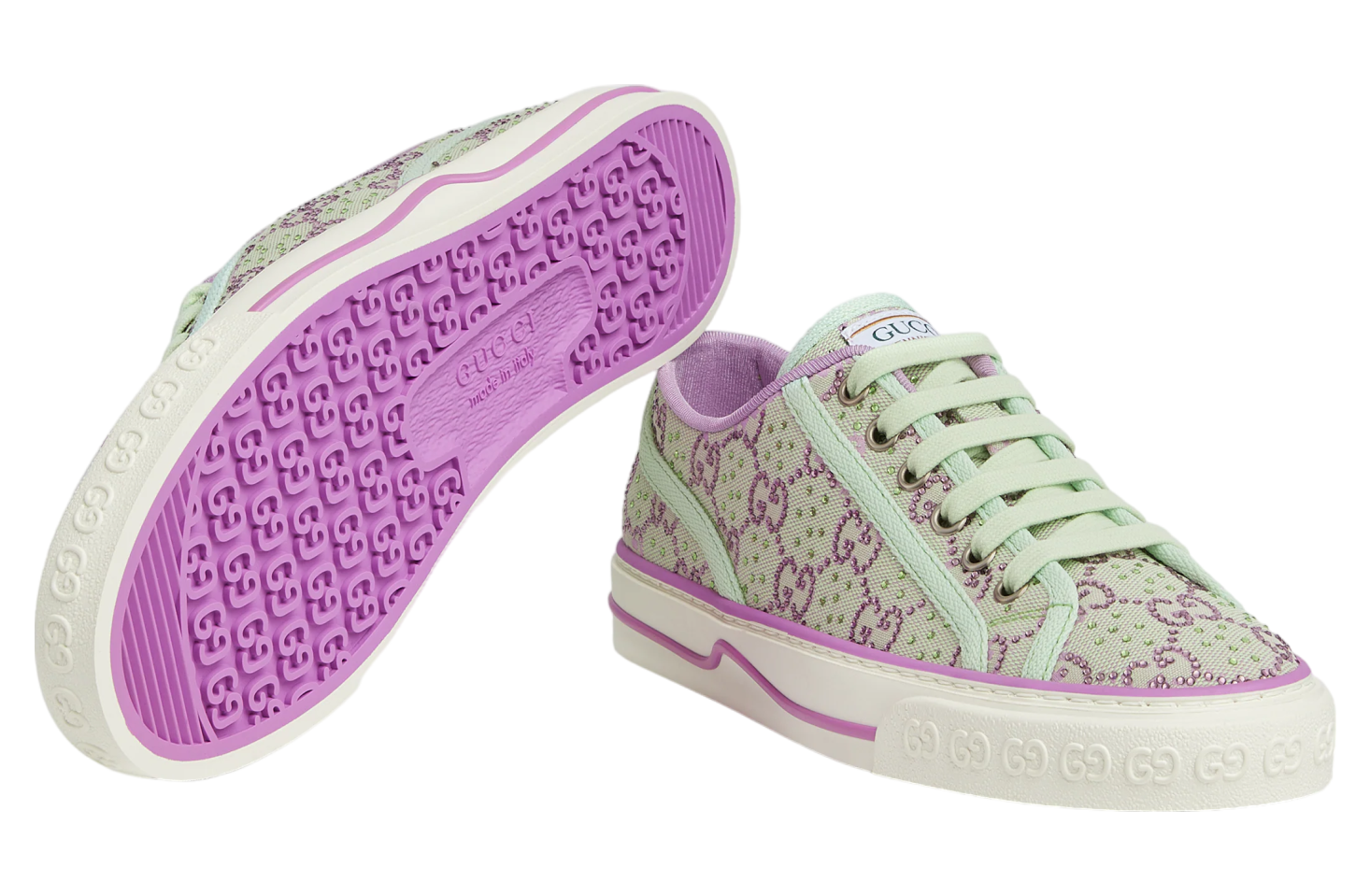 Gucci Tennis 1977 WMNS Pale Green / Lilac Gg Crystal Canvas