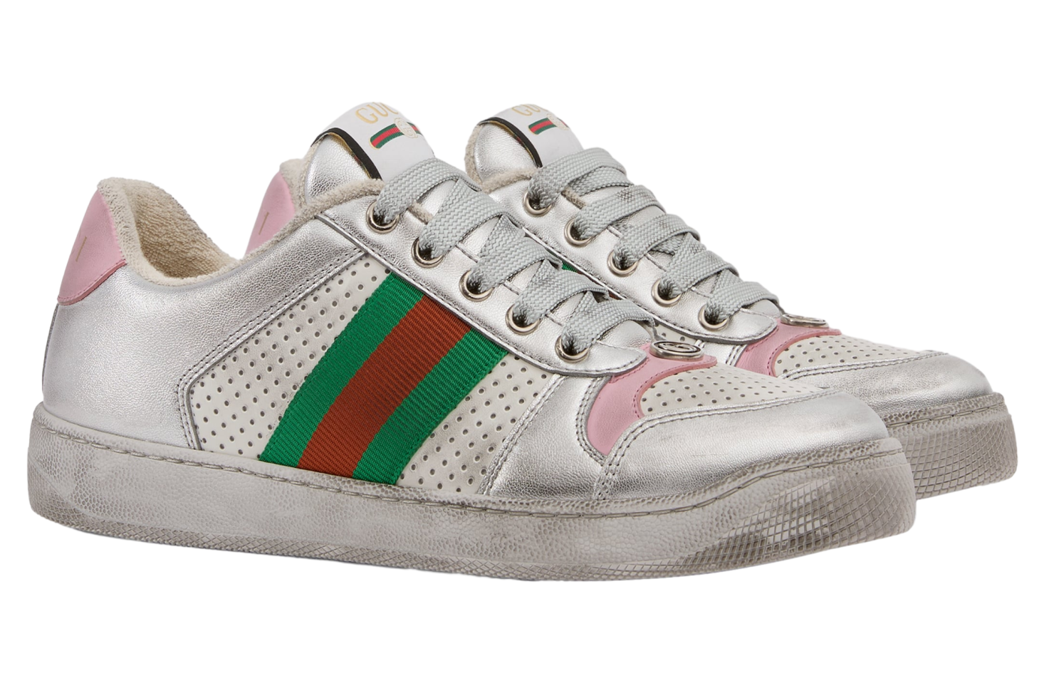 Gucci Worn-Out Effect Screener WMNS Silver Metallic Leather