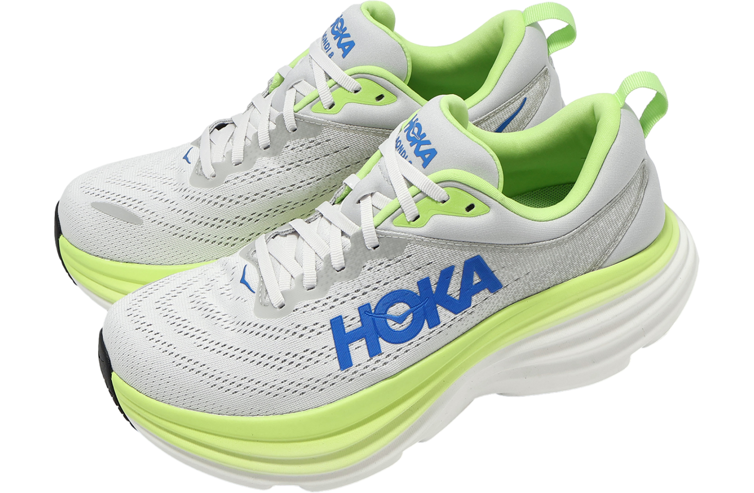 Hoka Bondi 8 2E Wide Stardust Gray / Light Green