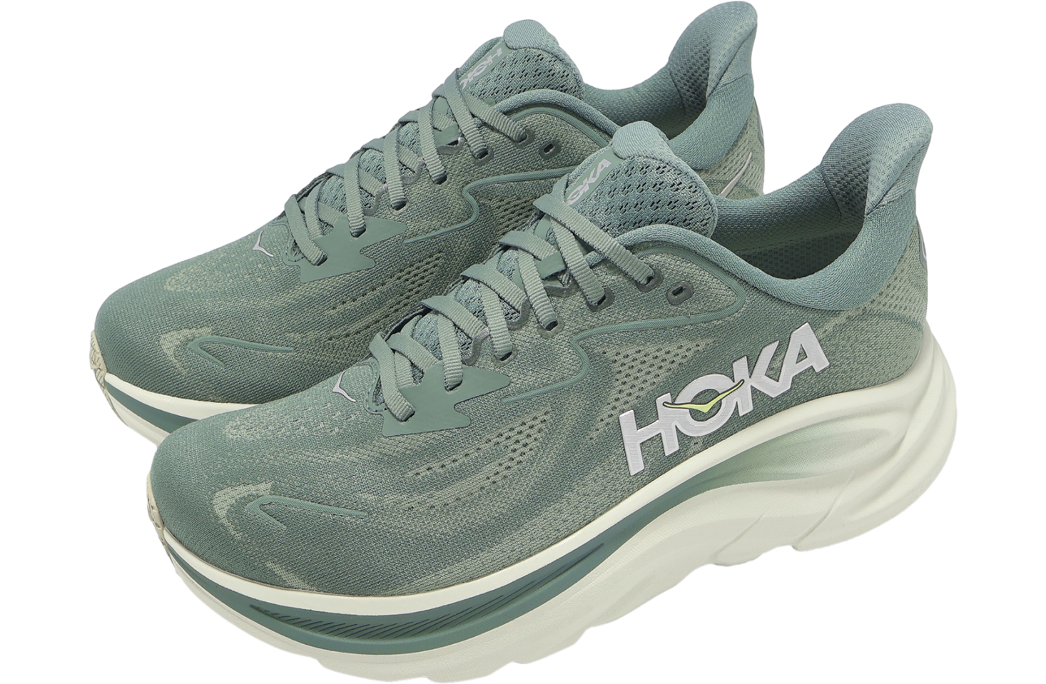 Hoka Clifton 10 2E Wide Fern Green / Silver