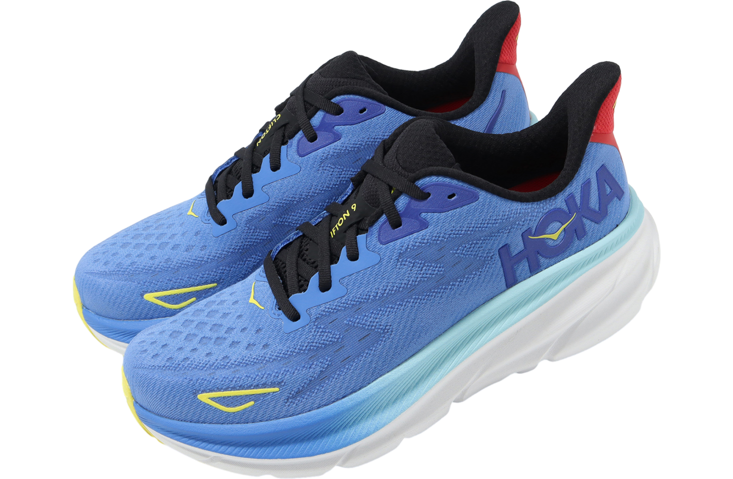 Hoka Clifton 9 Cyan / Cherry Red