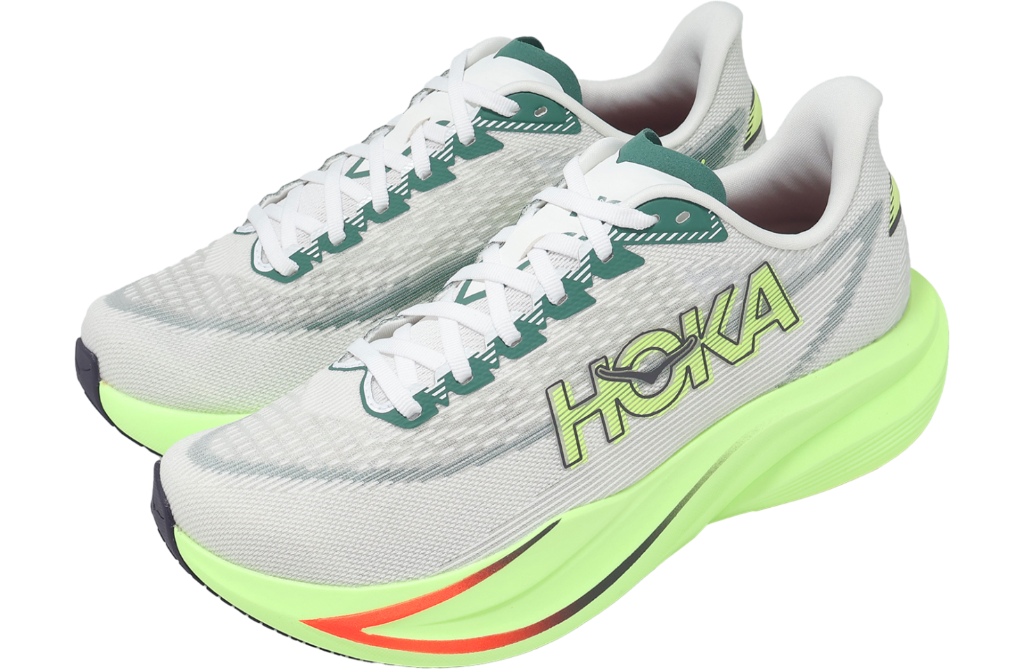 Hoka Mach 7 2E Wide White / Green