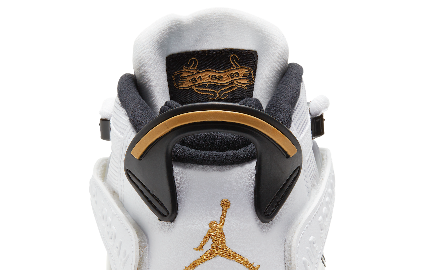 white jordans with gold rings