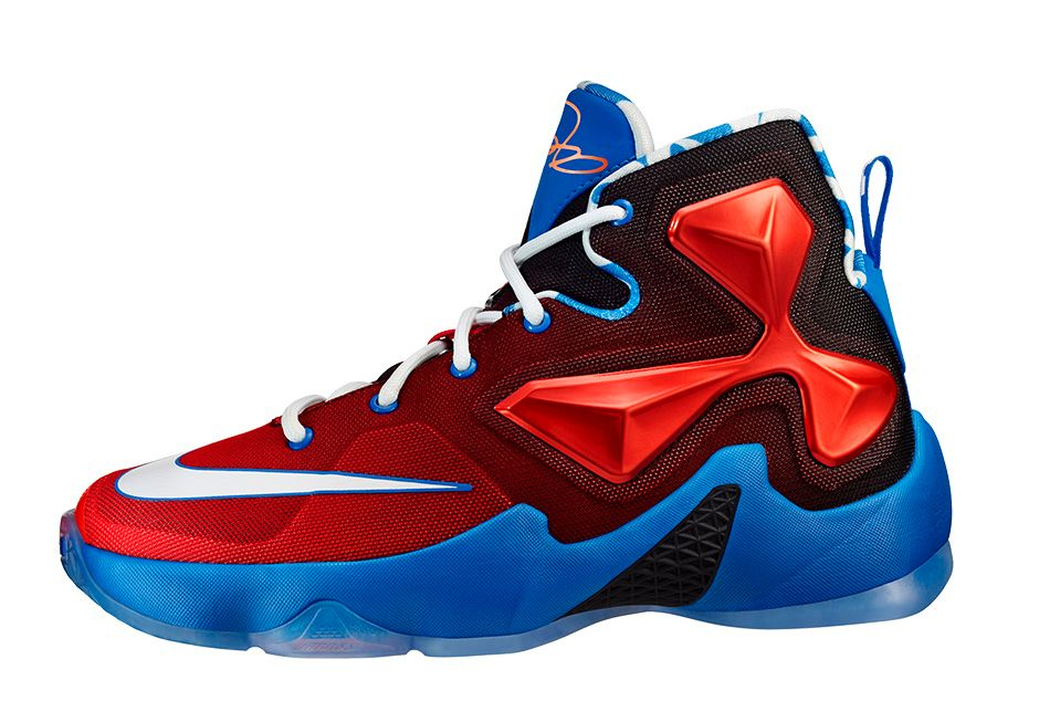 Lebron 13 red shop white and blue