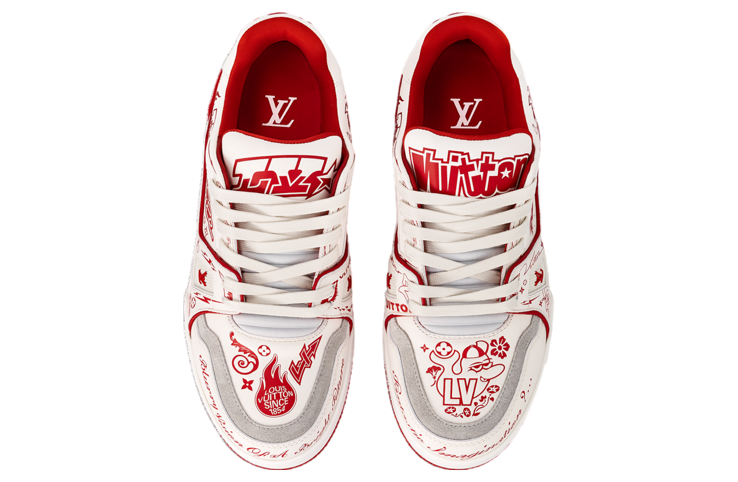 Louis Vuitton LV Trainer #54 White / Red Graffiti