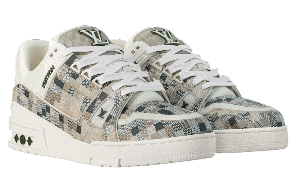 Louis Vuitton LV Trainer Beige with camouflage-style Damoflage pattern