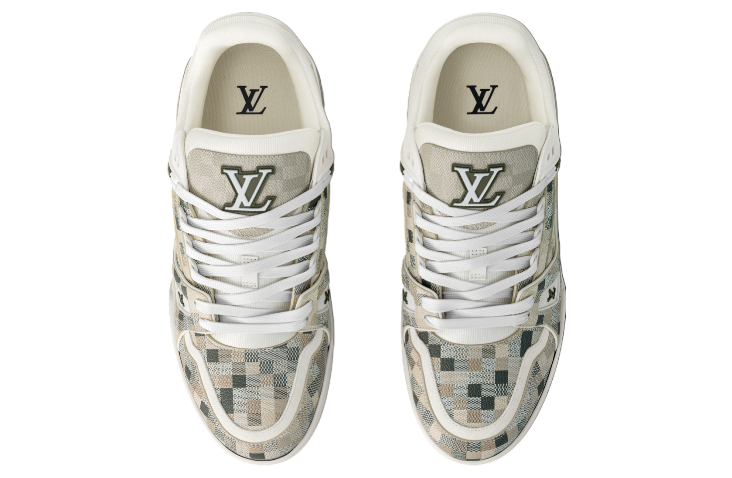 Louis Vuitton LV Trainer Beige with camouflage-style Damoflage pattern