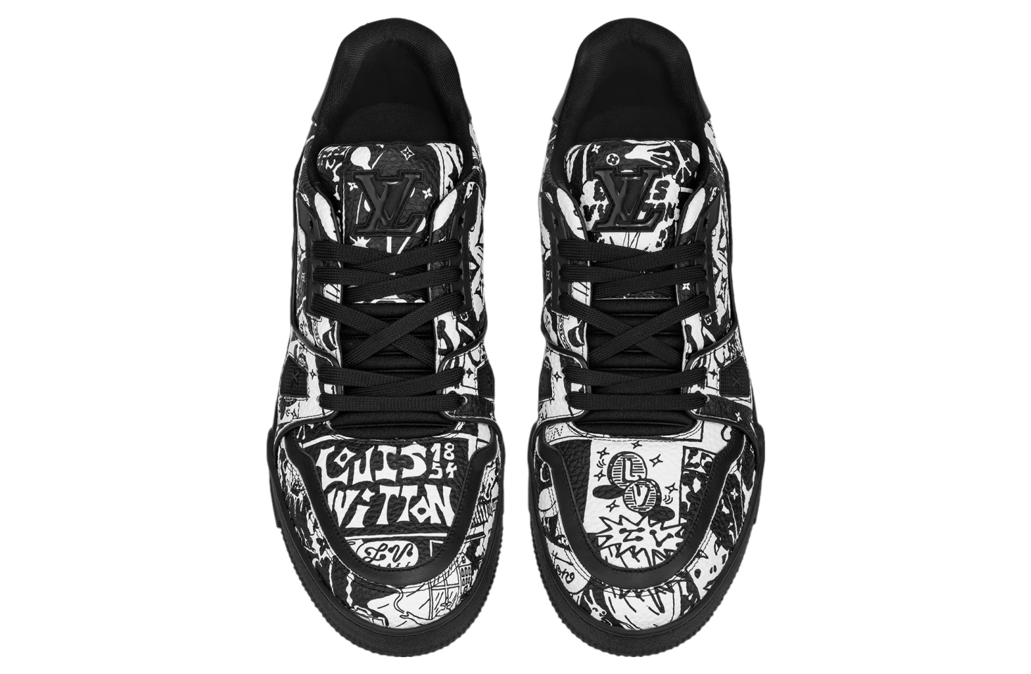 Louis Vuitton LV Trainer Black / White Graffiti #54