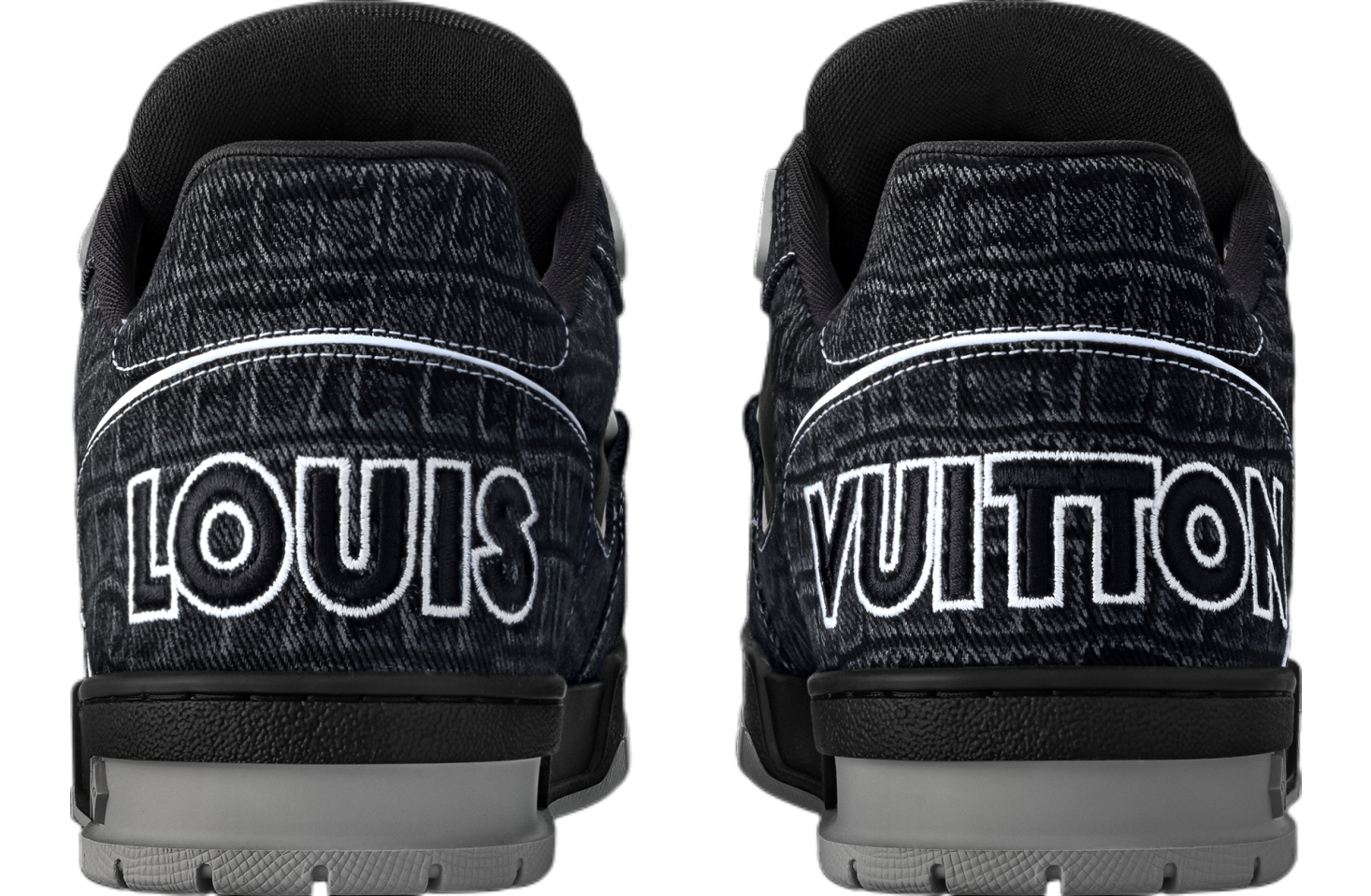 Louis Vuitton LV Trainer Black with Croc-embossed denim