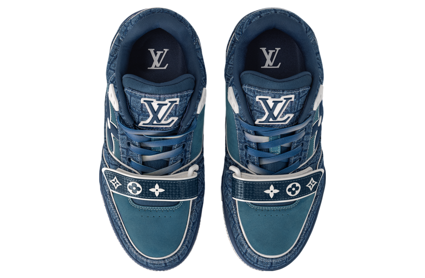 Louis Vuitton LV Trainer Blue with Croc Embossed Denim