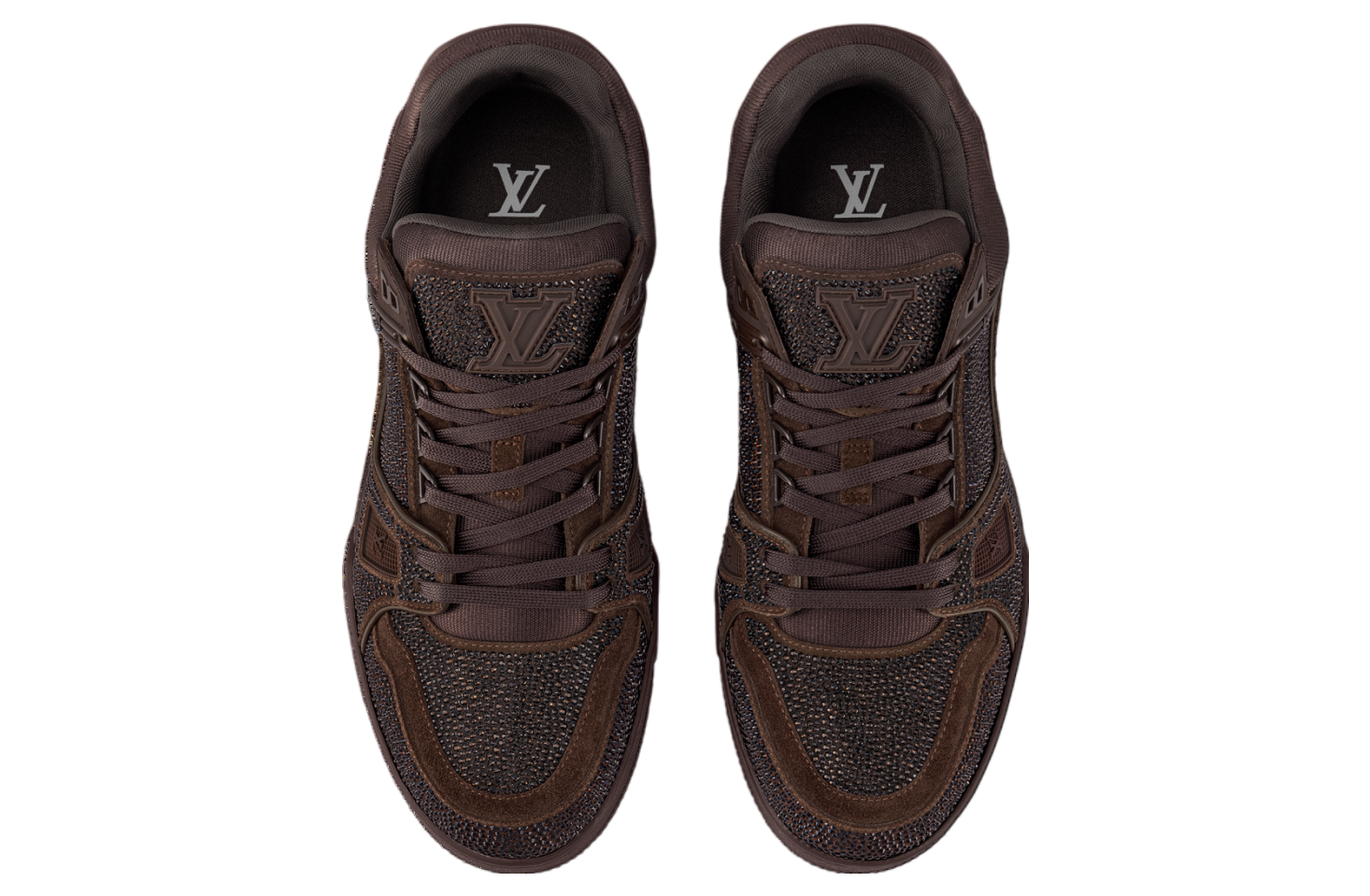 Louis Vuitton LV Trainer Mocha with Swarovski Crystals