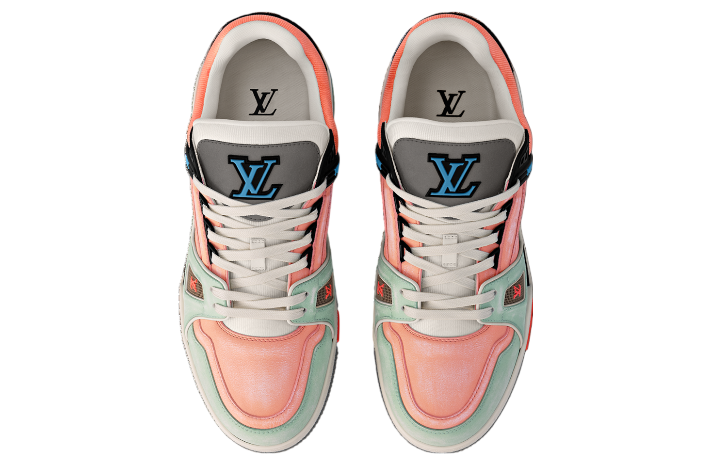 Louis Vuitton LV Trainer Orange Teal Vintage