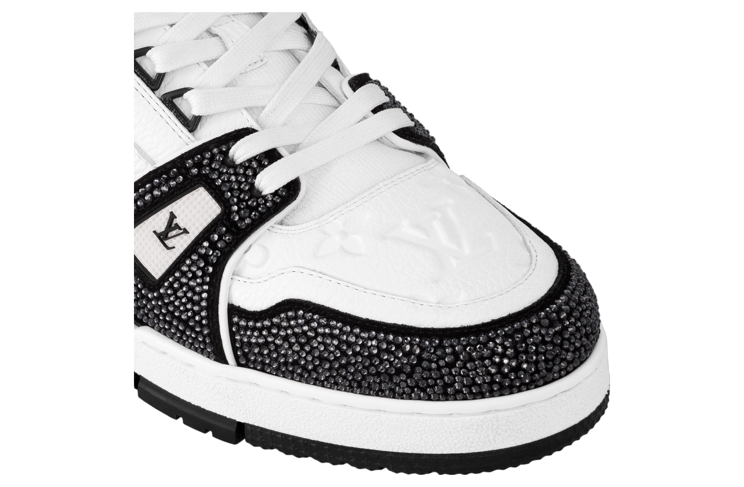 Louis Vuitton LV Trainer White / Black Swarovski