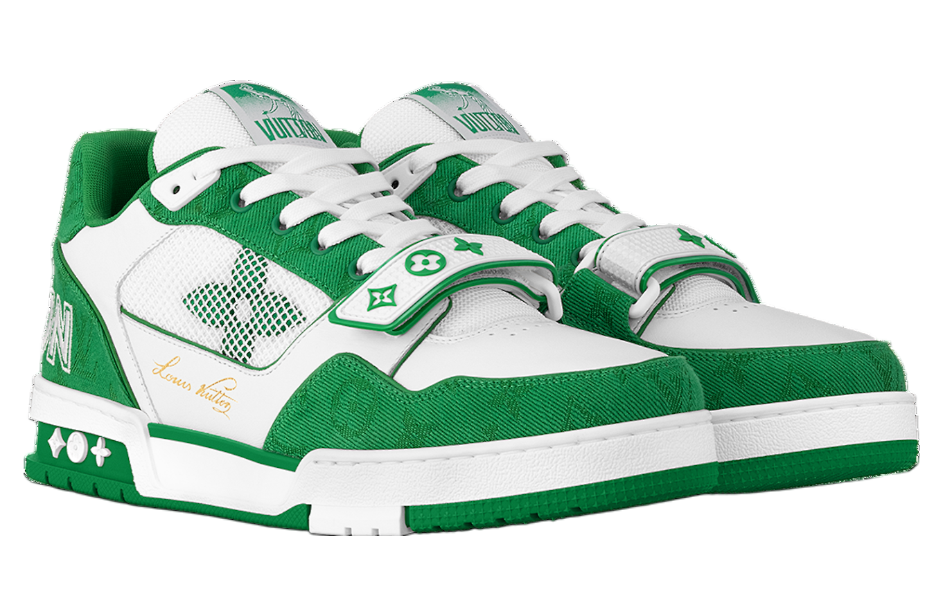 Louis Vuitton LV Trainer White / Green Monogram Denim