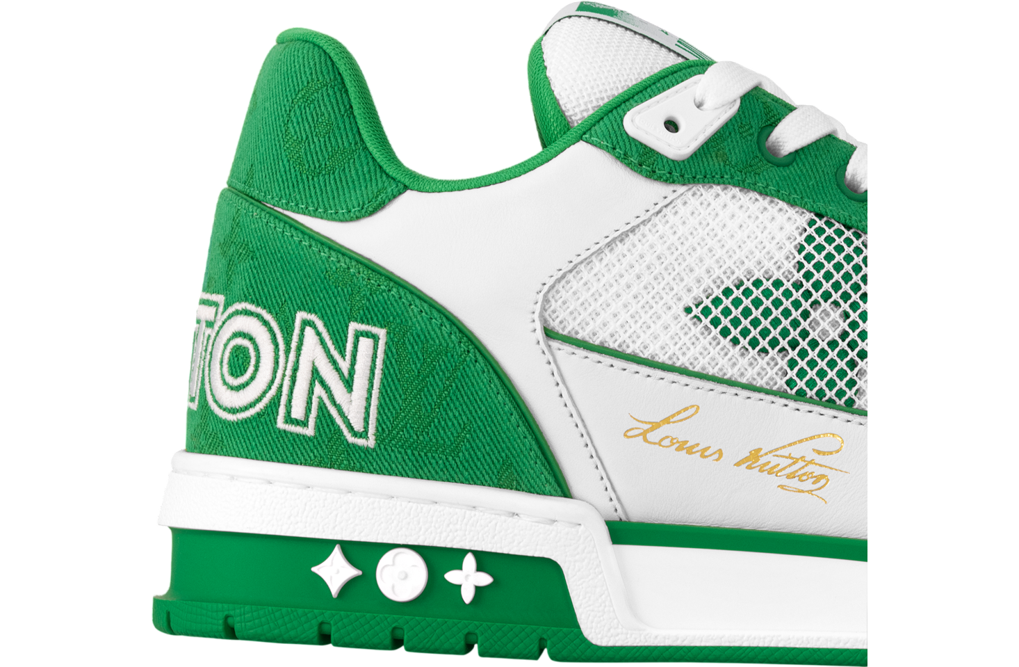 Louis Vuitton LV Trainer White / Green Monogram Denim