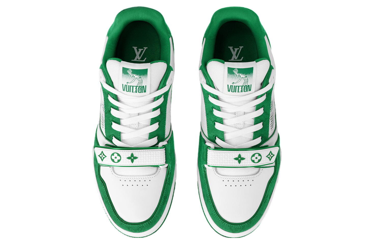 Louis Vuitton LV Trainer White / Green Monogram Denim