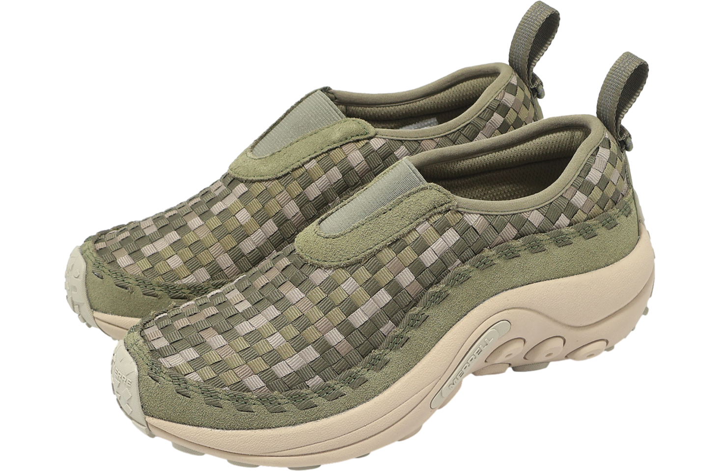 Merrell 1TRL Jungle Moc EVO Woven SE スリッポン Drab 緑系 Men's Jungle Moc EVO Woven SE Casual Slip Ons | Merrell