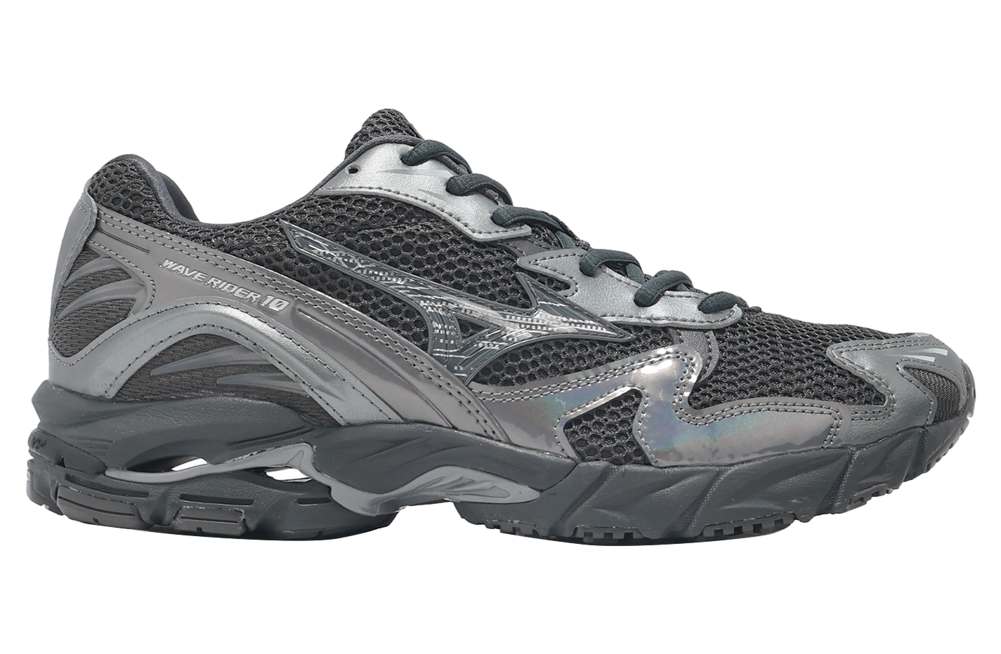 ナマズ Mizuno Wave Rider 10 Black / Grey - Feb 2025 - D1GA243108