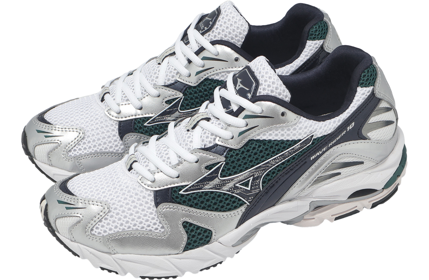 Mizuno Wave Rider 10 White / Green - Aug 2025 - D1GA210415