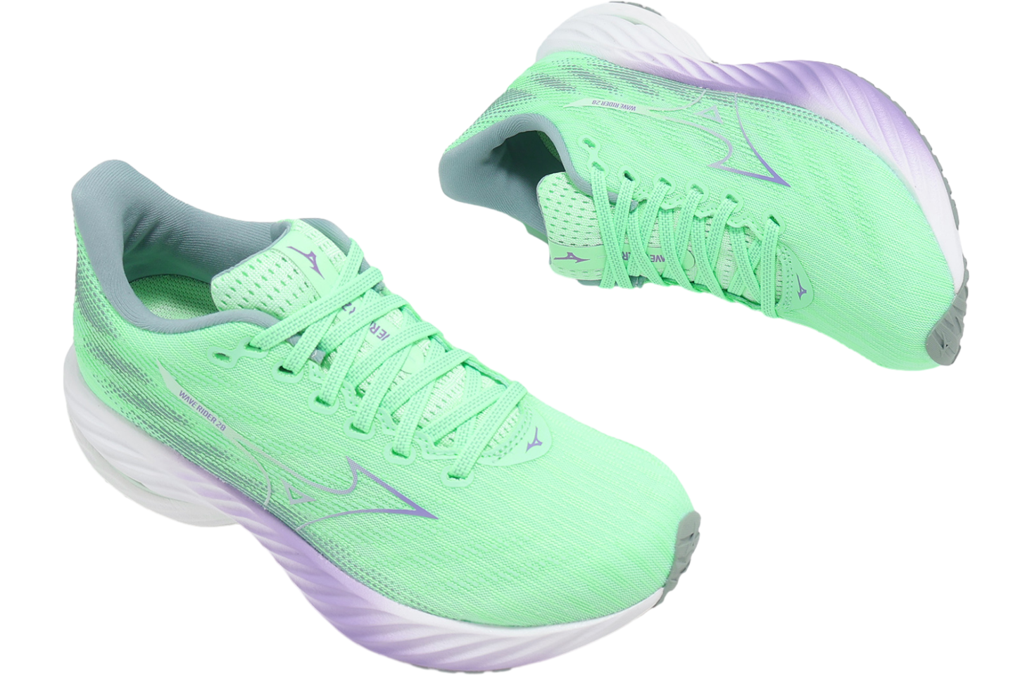 にーと　ウラシク Mizuno Wave Rider 28 WMNS Green / Purple - Feb 2025