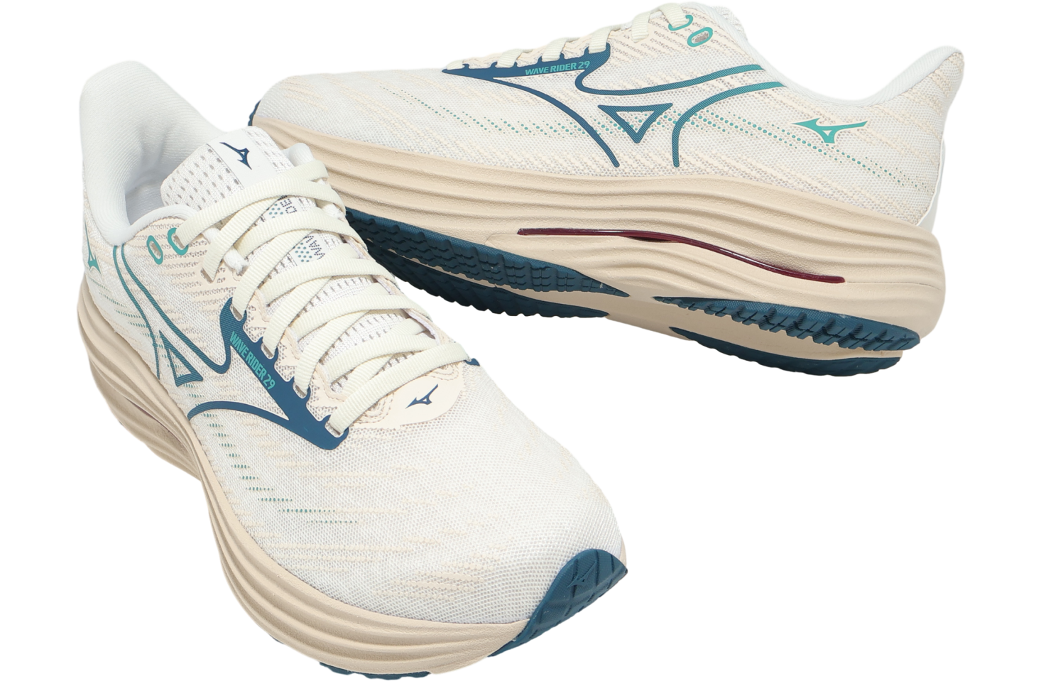 Mizuno Wave Rider 29 Beige / Green - Jan 2026 - J1GC250582