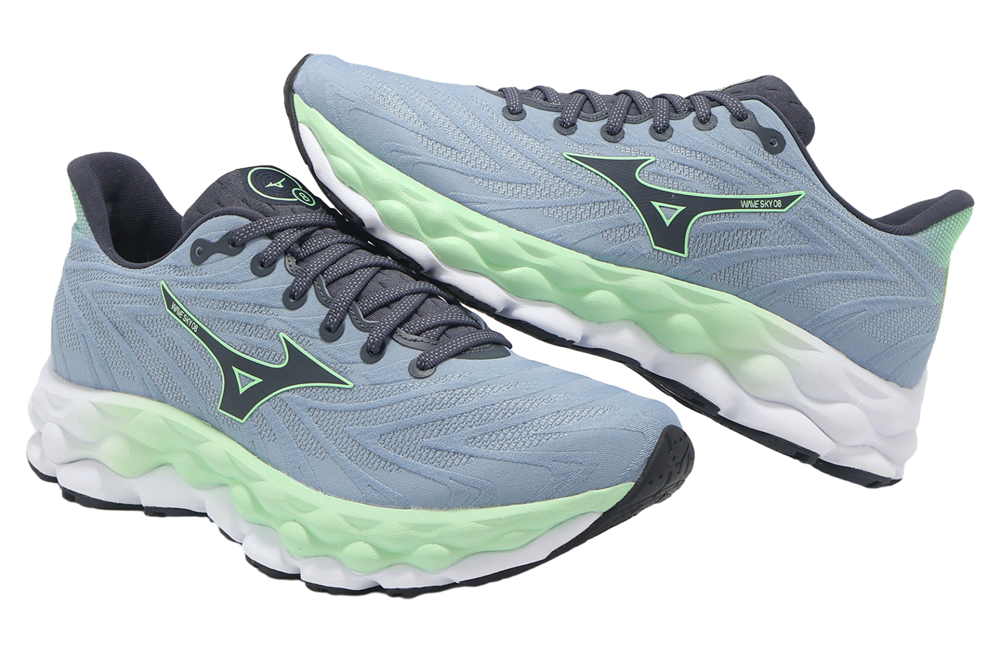Mizuno Wave Sky 8 Grey / Green - Jan 2025 - J1GC240251