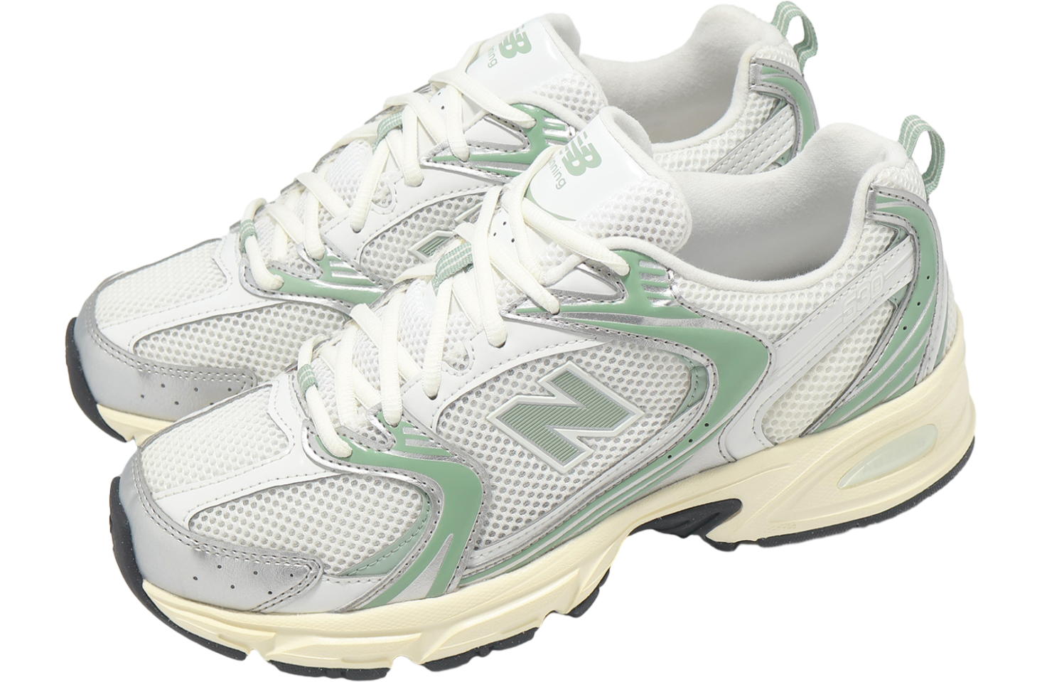 New Balance 530 Silver Metallic / Mosaic Green - Sep 2025
