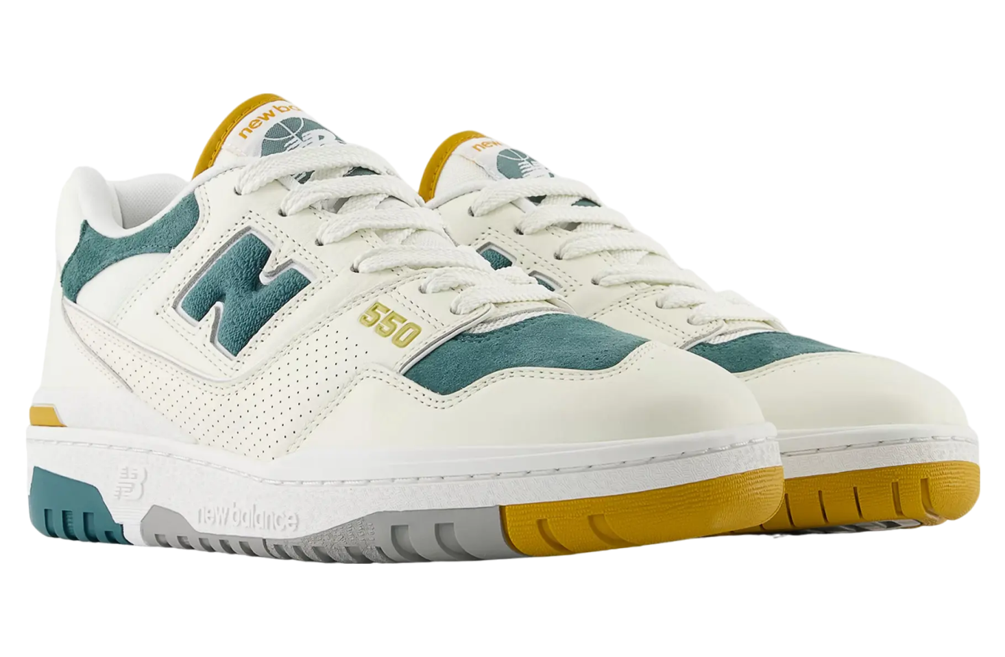 New Balance 550 Suede Toe Green / Mustard