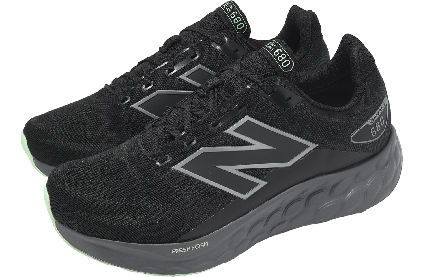 New Balance Fresh Foam 680 V8 2E Wide Black / Castlerock / Lab Green
