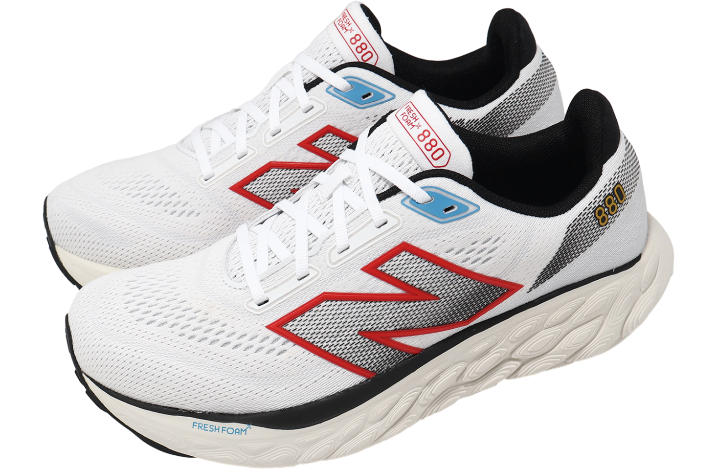 New Balance Fresh Foam X 880 V14 2E Wide White / Neo Flame Black