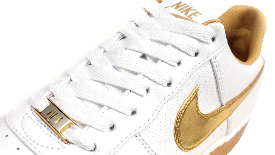 Nike Air Force 1 Downtown Premium - White / Metallic Gold 616771100