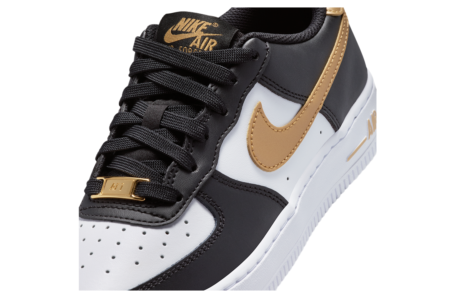 Nike Air Force 1 GS Black / White / Metallic Gold - Sep 2025