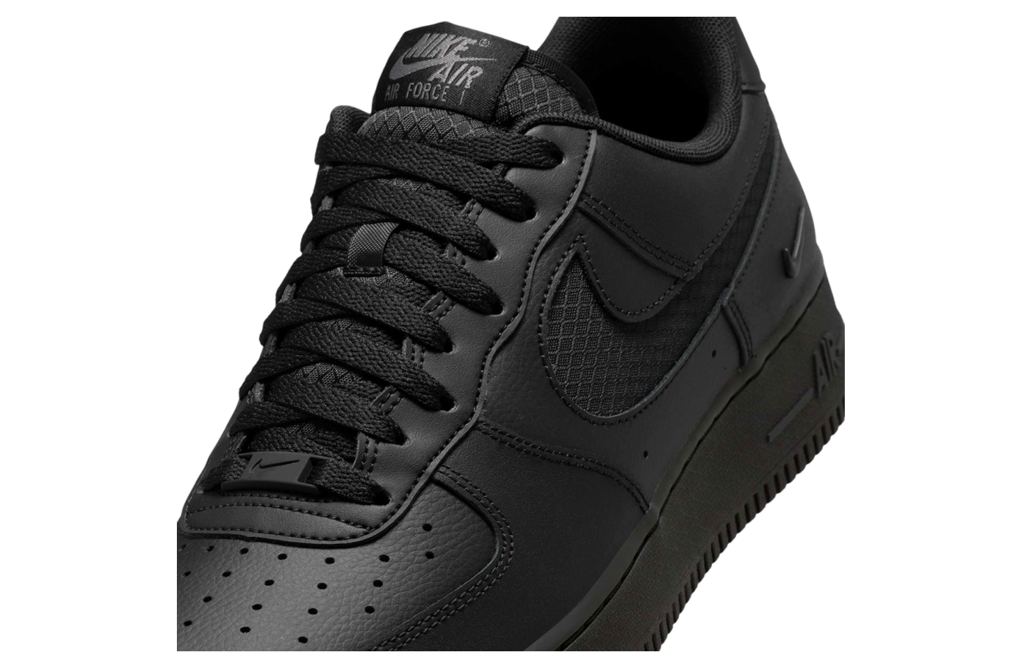 Nike Air Force 1 Low Black Nylon Swoosh