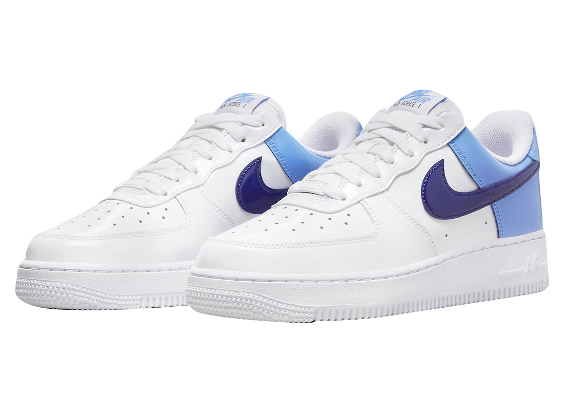 Nike Air Force 1 Low Blue Patent Swooshes DJ9942-400 - KicksOnFire.com