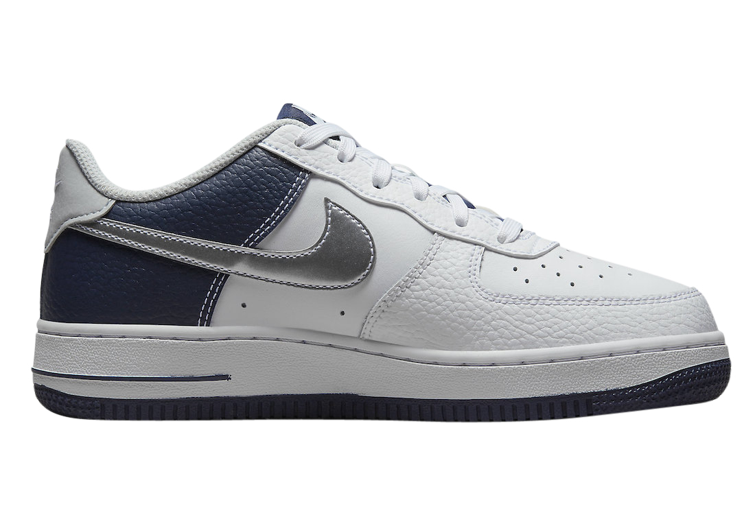Nike Air Force 1 Low GS Metallic Silver Midnight Navy DQ6048-100