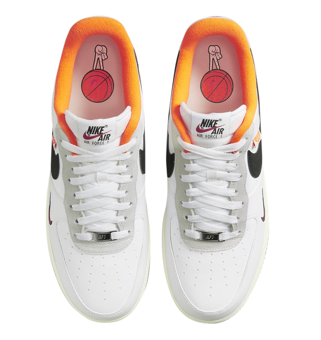 Men's Size 12 Nike Air Force 1 07 LV8 White Orange Low Hoops Pack  DX3357-100🔥🔥