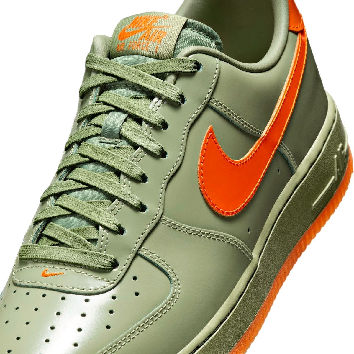 Nike Air Force 1 Low Premium Oil Green / Safety Orange