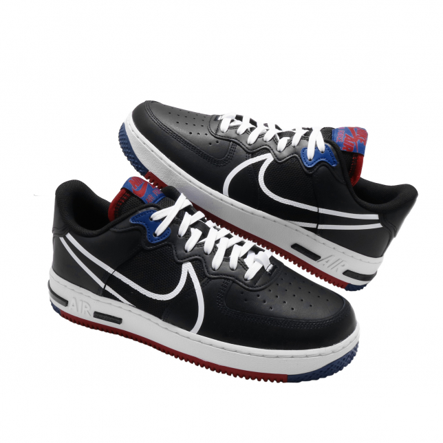 Nike Air Force 1 Low React Black White Gym Red