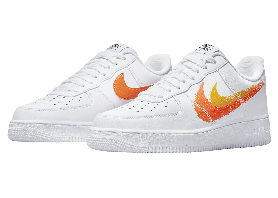Nike Air Force 1 Low Spray Paint Swoosh White Orange Raffles and Release  Date