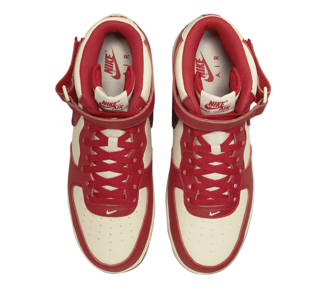 Nike Air Force 1 Mid Plaid Cream Red DV0792-101