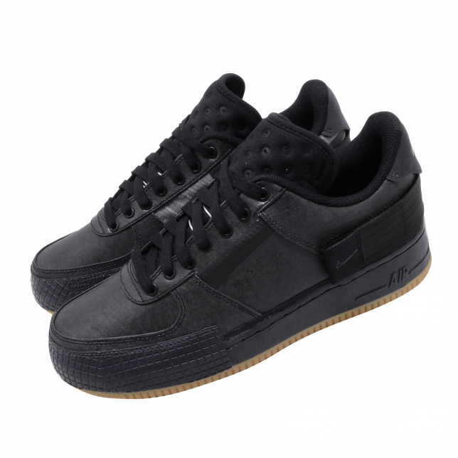 Black air cheap force 1 gum