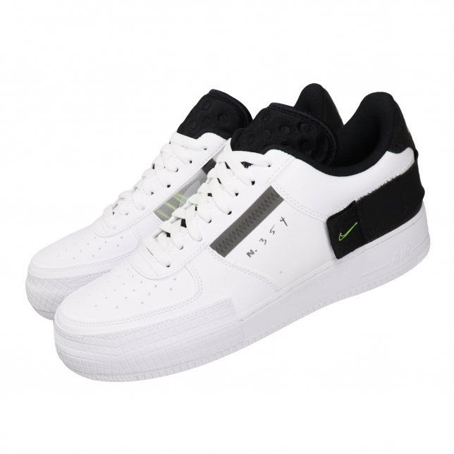 nike air force one type white black volt