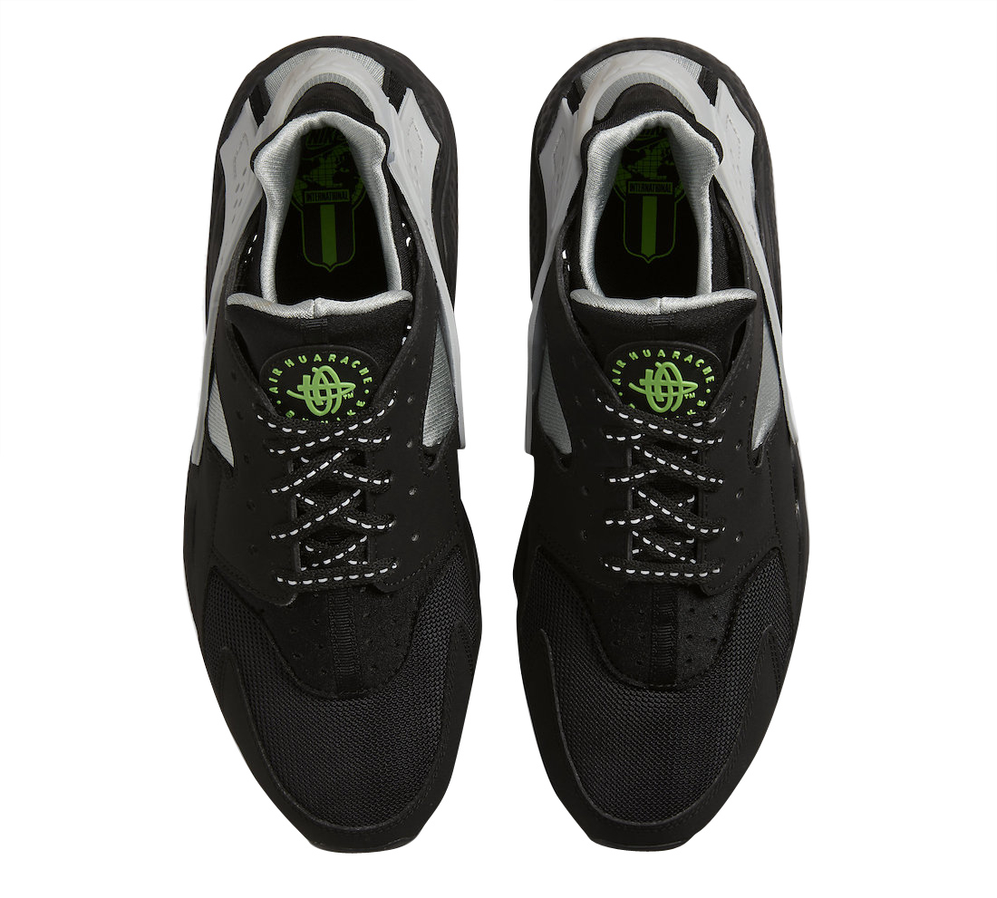 Nike Air Huarache Black Grey Neon Green DR0141-001