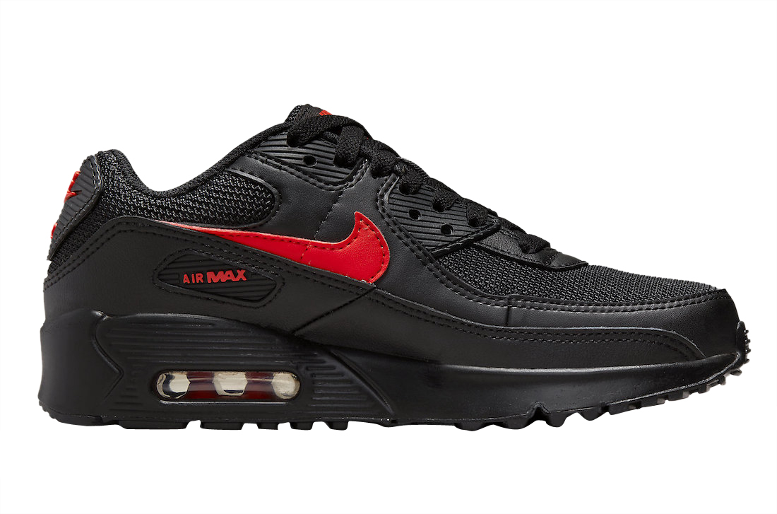 Nike Air Max 90 GS Triple Swooshes Black Red DX9272-001